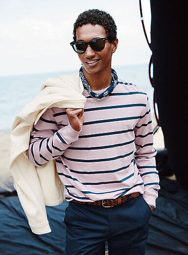 ESCOBAR-Two-tone stripe T-shirt